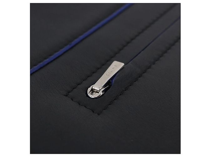 Céline CELINE Schultertasche aus Leder Blue Black Auth 202635A Schwarz Blau - Ansicht 18