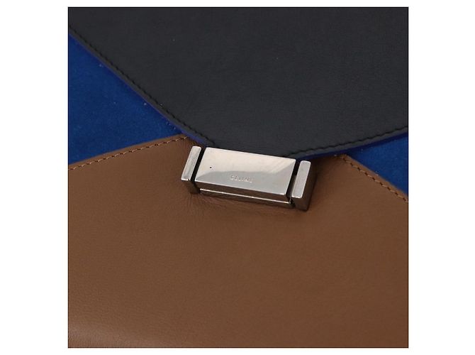 Céline CELINE Schultertasche aus Leder Blue Black Auth 202635A Schwarz Blau - Ansicht 19