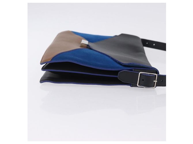 Céline CELINE Schultertasche aus Leder Blue Black Auth 202635A Schwarz Blau - Ansicht 3