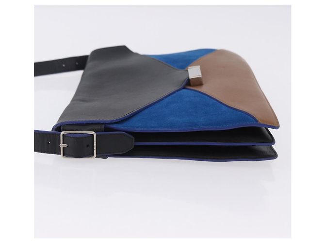 Céline CELINE Schultertasche aus Leder Blue Black Auth 202635A Schwarz Blau - Ansicht 4