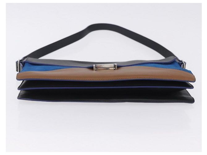 Céline CELINE Schultertasche aus Leder Blue Black Auth 202635A Schwarz Blau - Ansicht 5