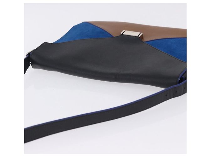 Céline CELINE Schultertasche aus Leder Blue Black Auth 202635A Schwarz Blau - Ansicht 6
