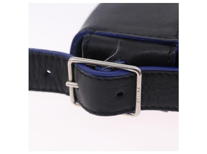 Céline CELINE Schultertasche aus Leder Blue Black Auth 202635A Schwarz Blau - Ansicht 8