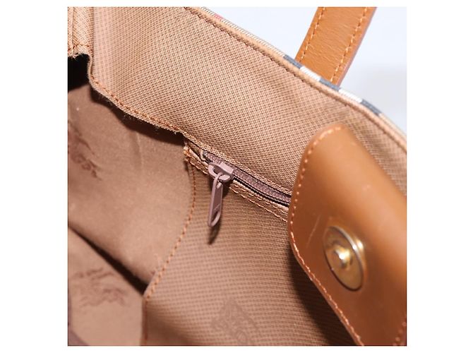 Borsa a mano Burberrys Nova Check Canvas Beige Gold Auth 202669 D'oro - vista 11