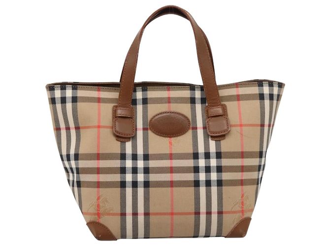 Borsa a mano Burberrys Nova Check Canvas Beige Gold Auth 202669 D'oro - vista 13