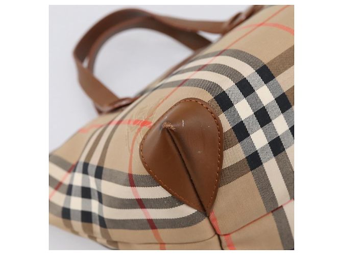 Borsa a mano Burberrys Nova Check Canvas Beige Gold Auth 202669 D'oro - vista 14