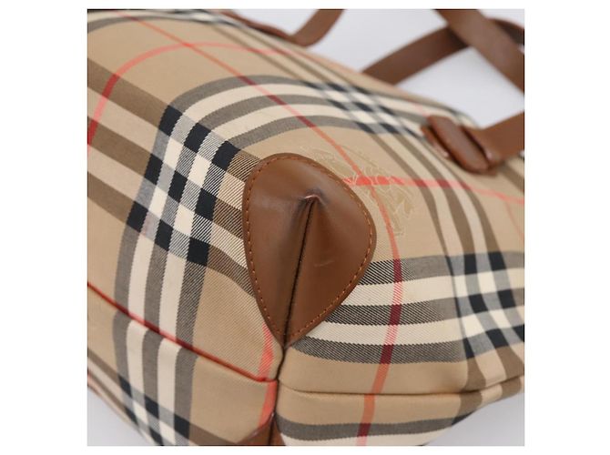 Borsa a mano Burberrys Nova Check Canvas Beige Gold Auth 202669 D'oro - vista 15