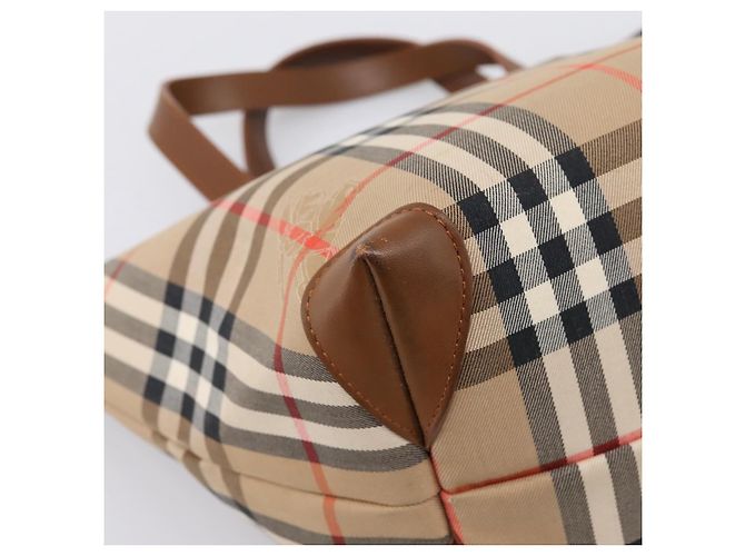 Borsa a mano Burberrys Nova Check Canvas Beige Gold Auth 202669 D'oro - vista 16