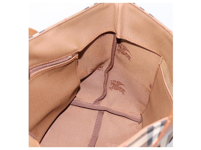 Borsa a mano Burberrys Nova Check Canvas Beige Gold Auth 202669 D'oro - vista 17