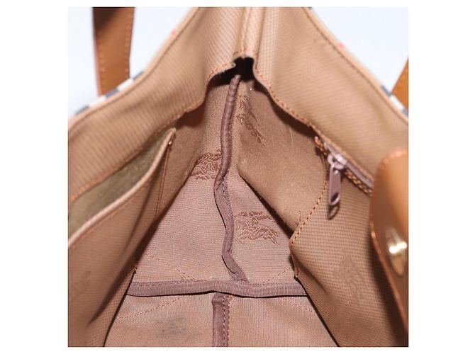Borsa a mano Burberrys Nova Check Canvas Beige Gold Auth 202669 D'oro - vista 18