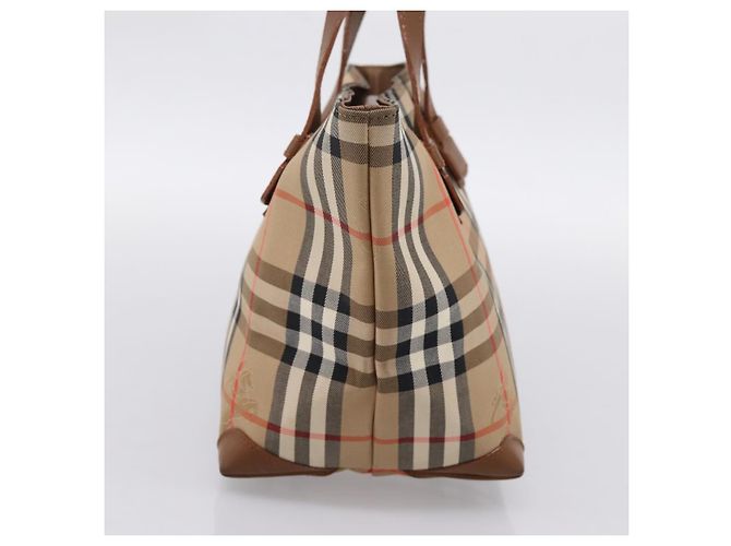 Borsa a mano Burberrys Nova Check Canvas Beige Gold Auth 202669 D'oro - vista 3