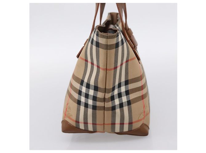 Borsa a mano Burberrys Nova Check Canvas Beige Gold Auth 202669 D'oro - vista 4