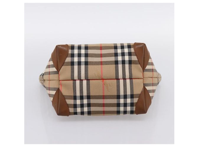 Borsa a mano Burberrys Nova Check Canvas Beige Gold Auth 202669 D'oro - vista 5