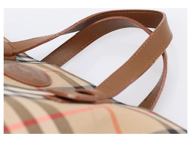 Borsa a mano Burberrys Nova Check Canvas Beige Gold Auth 202669 D'oro - vista 8