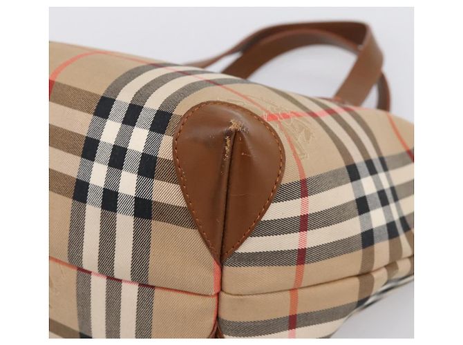 Borsa a mano Burberrys Nova Check Canvas Beige Gold Auth 202669 D'oro - vista 9