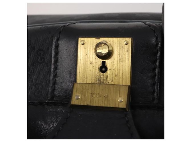 GUCCI Micro GG Supreme Trunk PVC Black Gold 010 123 0520 50 Auth 197916 Nero D'oro - vista 20