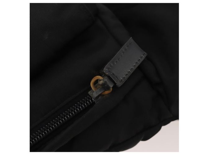 Bolso de hombro PRADA Nylon Negro Plata Auth 197886 - vista 10