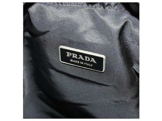 Bolso de hombro PRADA Nylon Negro Plata Auth 197886 - vista 22