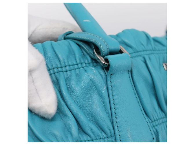 Bolsa PRADA Matelassé Nylon 2way Turquoise Blue Silver Auth 202888V Prata Turquesa - vista 10
