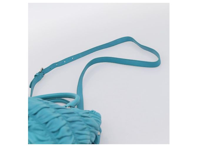 Bolsa PRADA Matelassé Nylon 2way Turquoise Blue Silver Auth 202888V Prata Turquesa - vista 15
