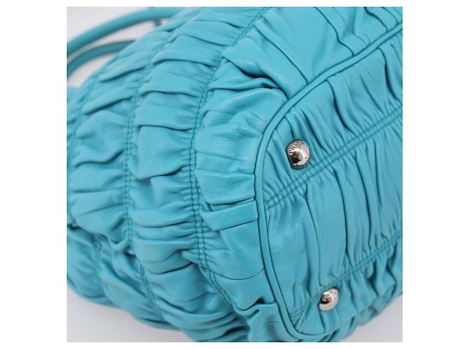 Bolsa PRADA Matelassé Nylon 2way Turquoise Blue Silver Auth 202888V Prata Turquesa - vista 17