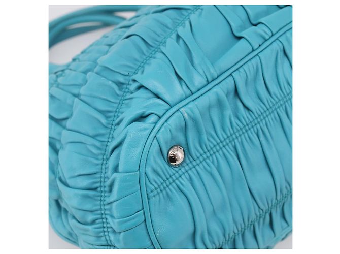 Bolsa PRADA Matelassé Nylon 2way Turquoise Blue Silver Auth 202888V Prata Turquesa - vista 19