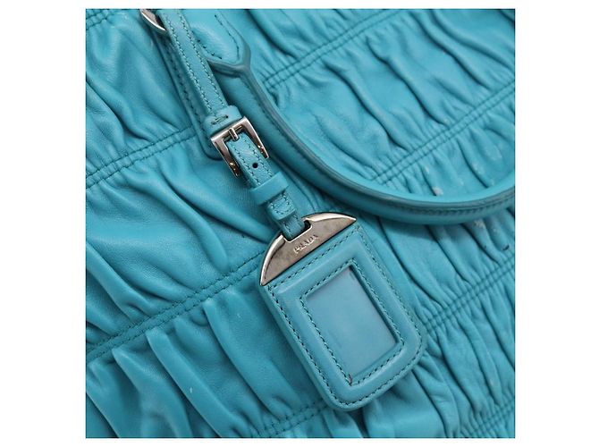 Bolsa PRADA Matelassé Nylon 2way Turquoise Blue Silver Auth 202888V Prata Turquesa - vista 20