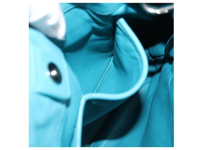 Bolsa PRADA Matelassé Nylon 2way Turquoise Blue Silver Auth 202888V Prata Turquesa - vista 29