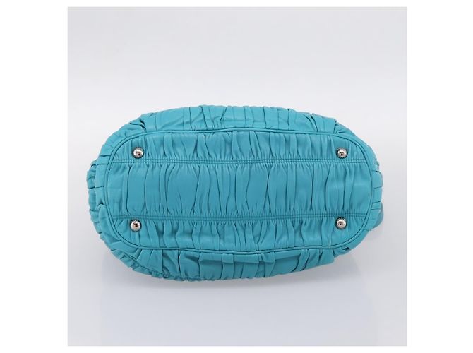 Bolsa PRADA Matelassé Nylon 2way Turquoise Blue Silver Auth 202888V Prata Turquesa - vista 5
