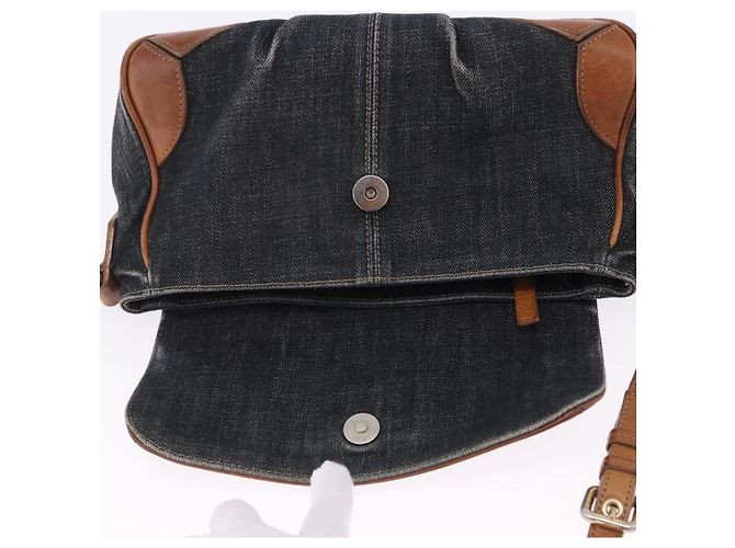 Borsa a tracolla BURBERRY Blue Label Denim Navy Gold Auth 202980 D'oro Blu navy - vista 10