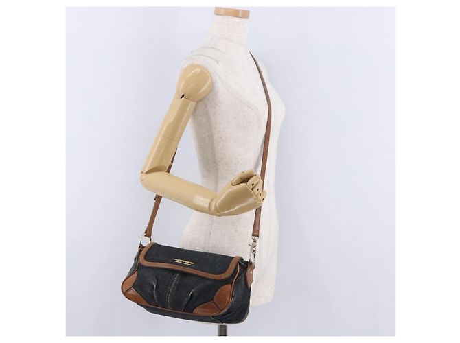Borsa a tracolla BURBERRY Blue Label Denim Navy Gold Auth 202980 D'oro Blu navy - vista 25