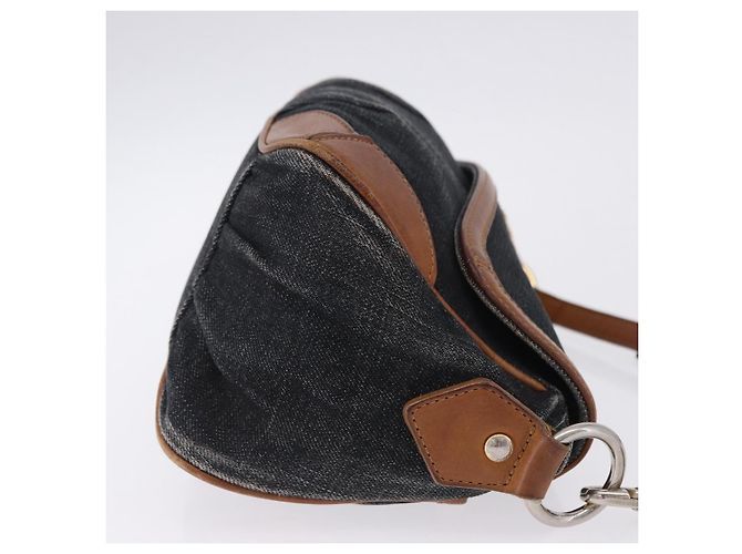Borsa a tracolla BURBERRY Blue Label Denim Navy Gold Auth 202980 D'oro Blu navy - vista 4