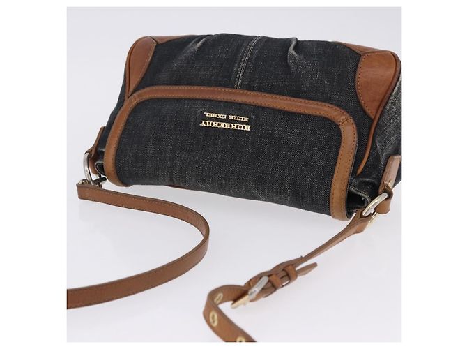 Borsa a tracolla BURBERRY Blue Label Denim Navy Gold Auth 202980 D'oro Blu navy - vista 7