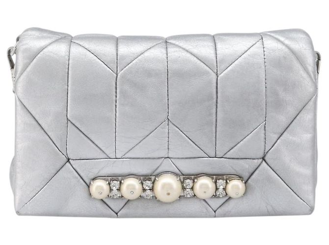 Borsa a tracolla Miu Miu in pelle argento autentica 167579A - vista 13