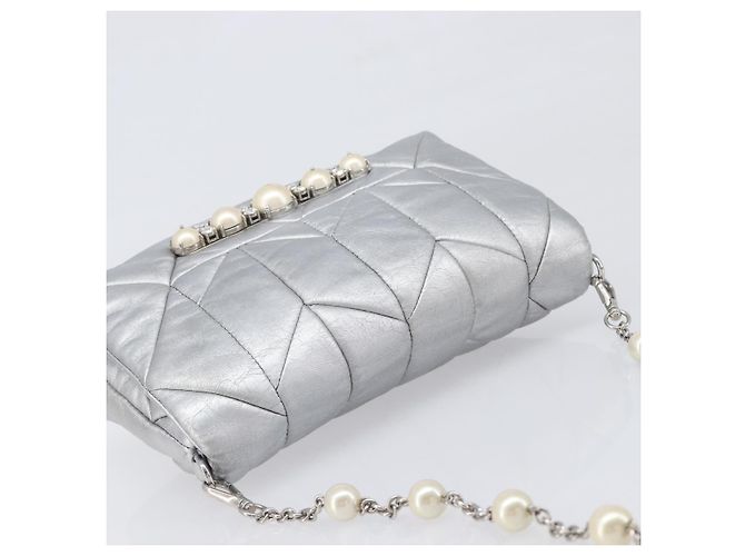 Borsa a tracolla Miu Miu in pelle argento autentica 167579A - vista 6