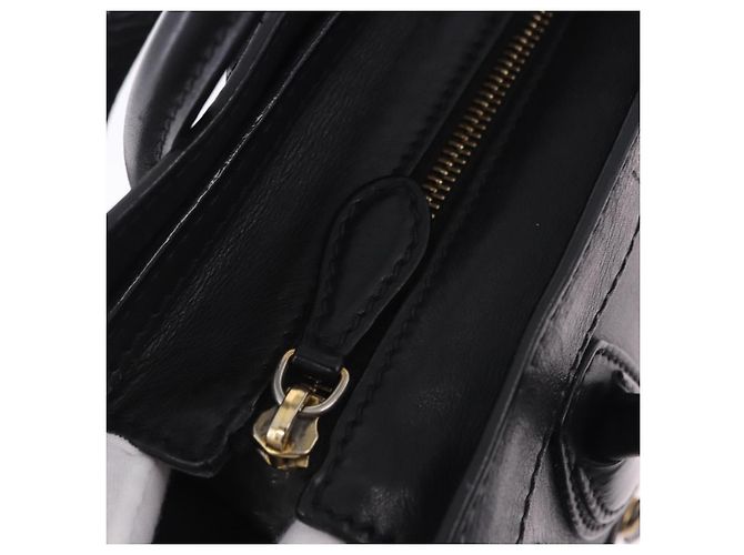 Céline CELINE Luggage Nano Shopper Hand Bag Leather 2way Black Gold Auth 200587M Nero D'oro - vista 10