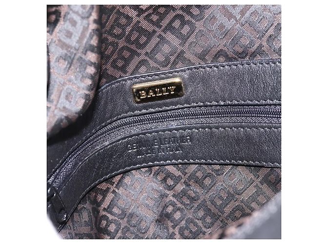 Bolsa de Ombro BALLY em Couro Preto e Dourado Auth ka6077A - vista 11