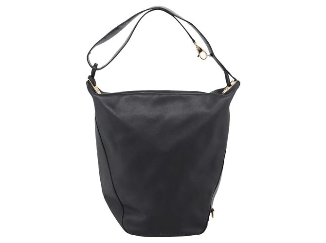 Bolsa de Ombro BALLY em Couro Preto e Dourado Auth ka6077A - vista 13