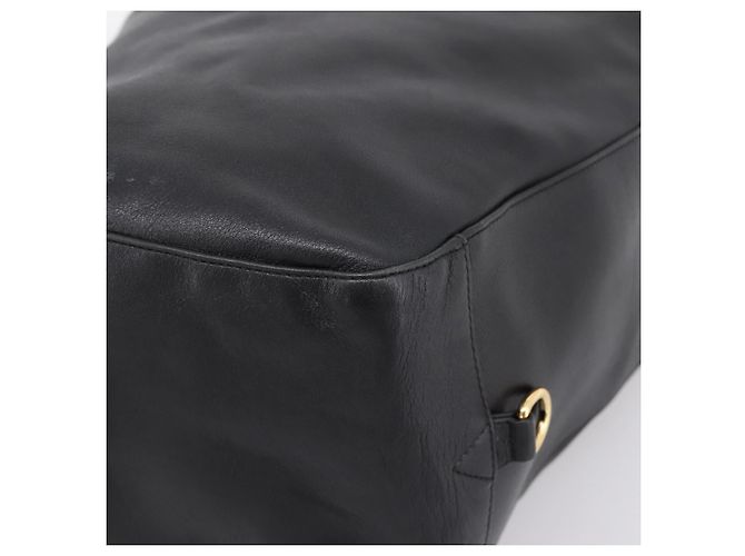 Bolsa de Ombro BALLY em Couro Preto e Dourado Auth ka6077A - vista 14