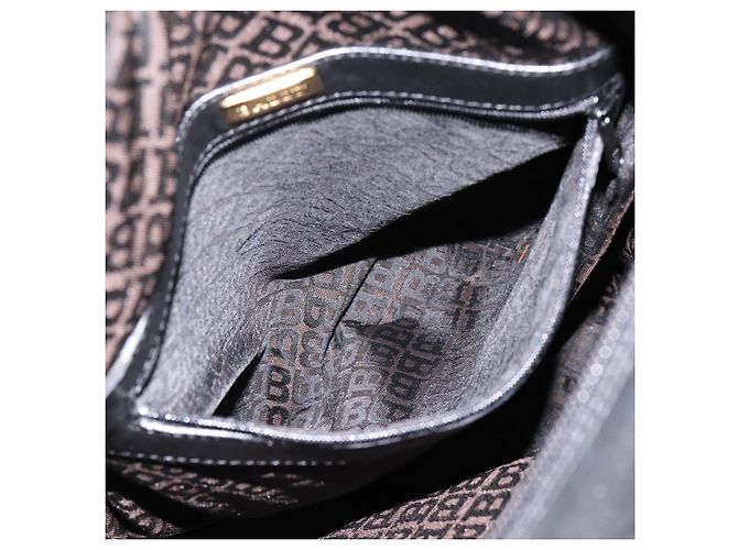 Bolsa de Ombro BALLY em Couro Preto e Dourado Auth ka6077A - vista 20
