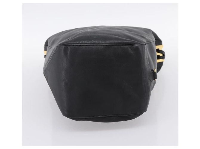Bolsa de Ombro BALLY em Couro Preto e Dourado Auth ka6077A - vista 5