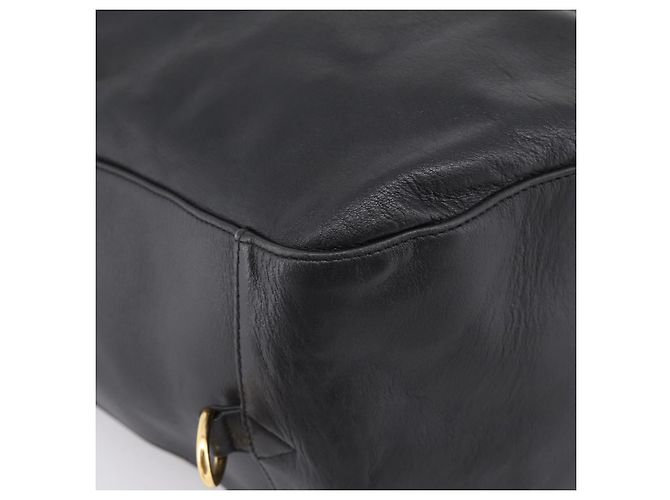 Bolsa de Ombro BALLY em Couro Preto e Dourado Auth ka6077A - vista 9