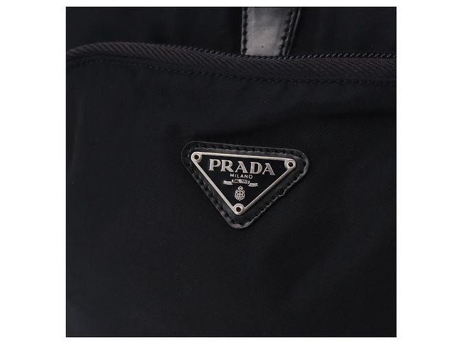 Sac à dos PRADA Nylon Black Silver Auth 199882A Noir Argenté - vue 18