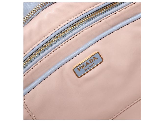 PRADA Clutch-Tasche aus Leder hellblau gold Auth 200722A Golden - Ansicht 10