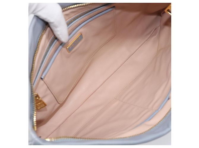 PRADA Clutch-Tasche aus Leder hellblau gold Auth 200722A Golden - Ansicht 11