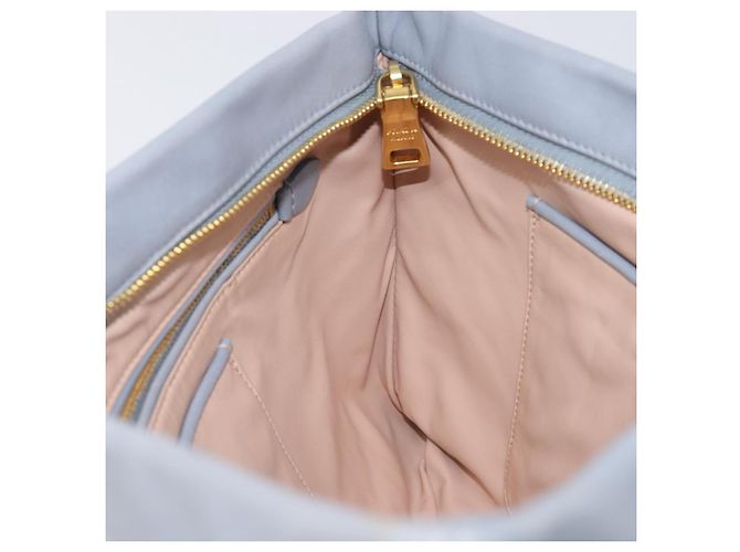 PRADA Clutch-Tasche aus Leder hellblau gold Auth 200722A Golden - Ansicht 18