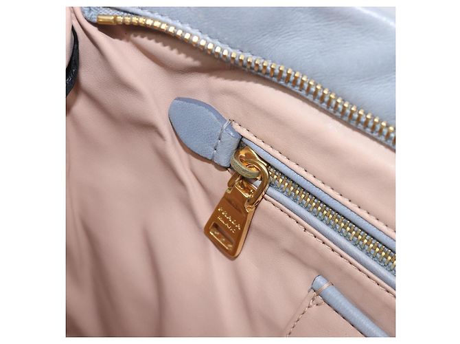 PRADA Clutch-Tasche aus Leder hellblau gold Auth 200722A Golden - Ansicht 20