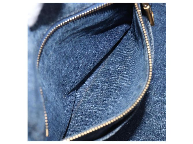 Bolso de mano PRADA Canapa MM Denim Blue Gold Tone Auth 202300A Azul - vista 23