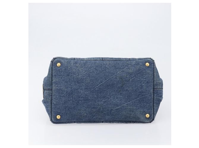 Bolso de mano PRADA Canapa MM Denim Blue Gold Tone Auth 202300A Azul - vista 5