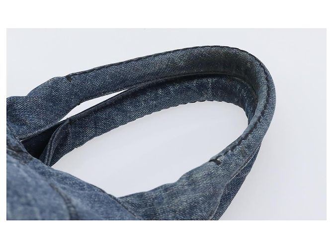 Bolso de mano PRADA Canapa MM Denim Blue Gold Tone Auth 202300A Azul - vista 8